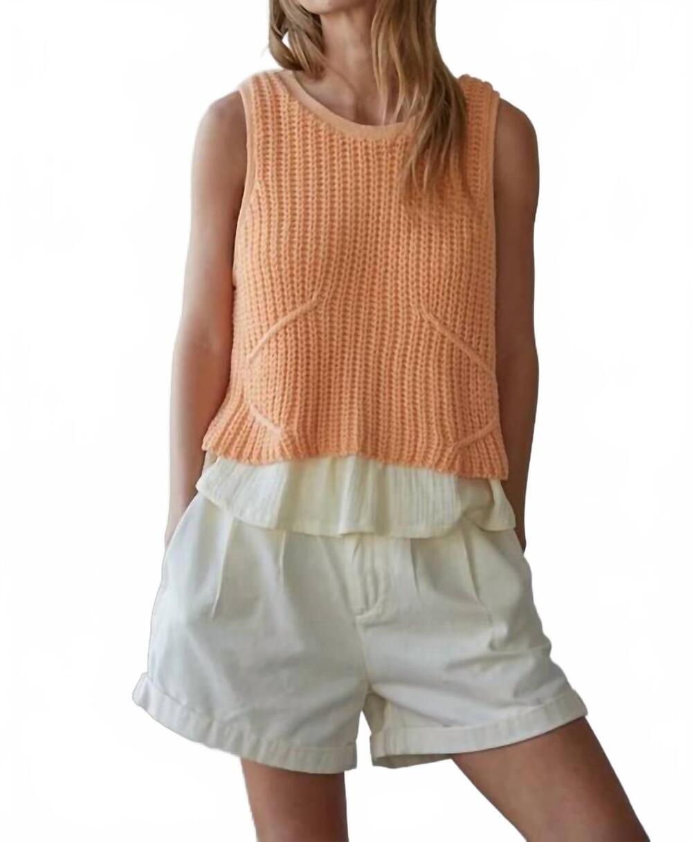 NEW BY TOGETHER carmine crochet layered top in peach